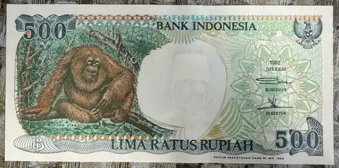 Uang Kertas 500 Rupiah Orang Utan (1992) - uang kuno Indonesia era Orde Baru kondisi UNC