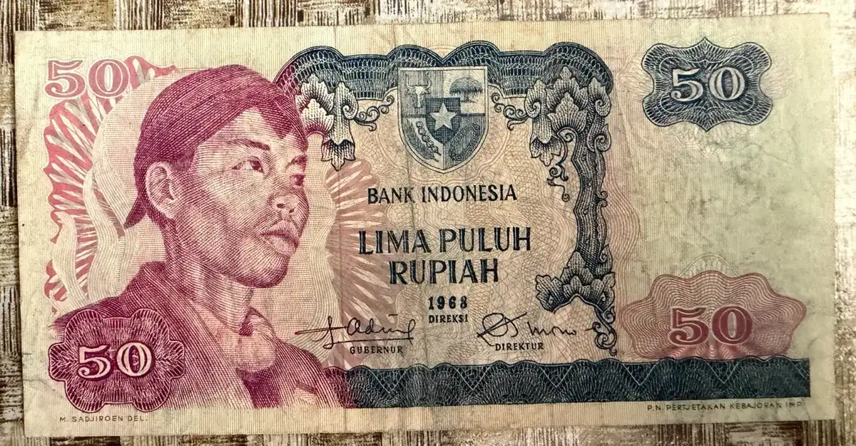 Uang Kertas Rp 50 Seri Sudirman (1968) - REPLACEMENT Seri X (Langka) - uang kuno Indonesia asli - foto 1
