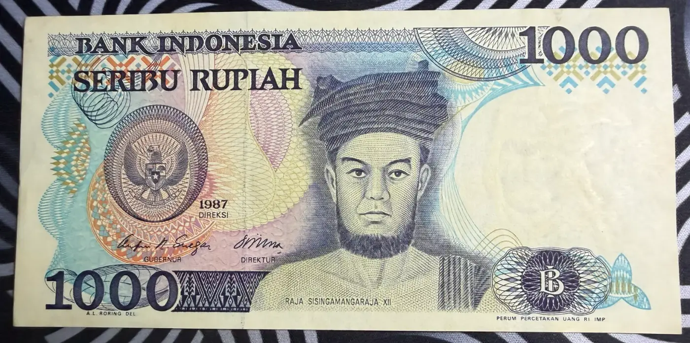 Uang Kertas Rp 1.000 Sisingamangaraja XII (1987) - Kondisi UNC - uang kuno Indonesia asli - foto 1