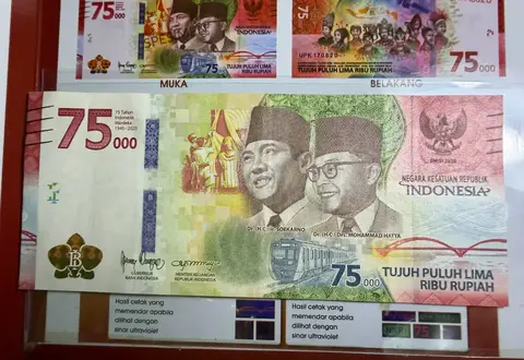 UPK Rp 75.000 Peringatan 75 Tahun Kemerdekaan RI (2020) + Folder BI - Seri Cantik 777 - uang kuno Indonesia era Modern kondisi UNC
